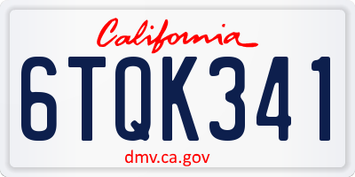 CA license plate 6TQK341