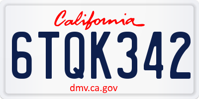 CA license plate 6TQK342