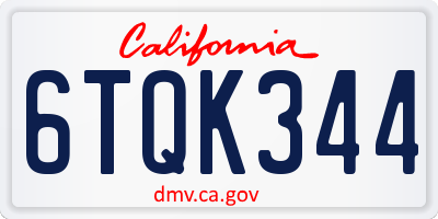 CA license plate 6TQK344