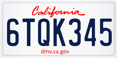 CA license plate 6TQK345