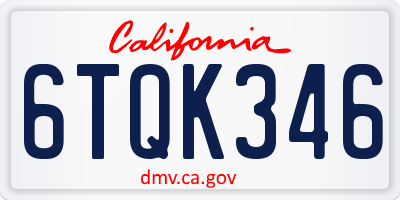 CA license plate 6TQK346