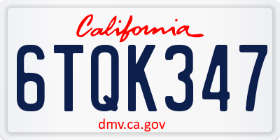 CA license plate 6TQK347