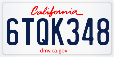 CA license plate 6TQK348