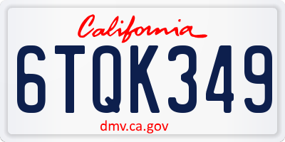 CA license plate 6TQK349