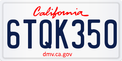 CA license plate 6TQK350