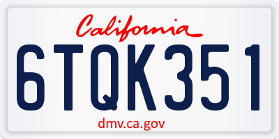 CA license plate 6TQK351