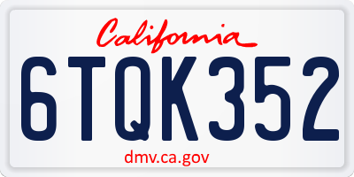 CA license plate 6TQK352