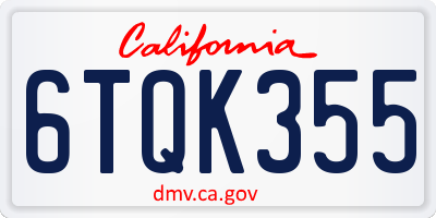 CA license plate 6TQK355