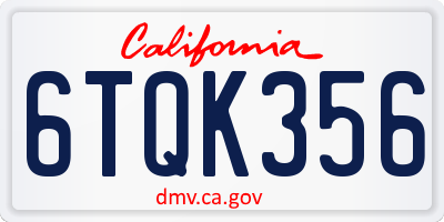 CA license plate 6TQK356