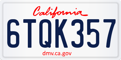 CA license plate 6TQK357