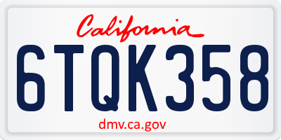 CA license plate 6TQK358