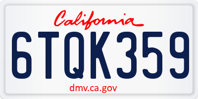 CA license plate 6TQK359