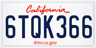 CA license plate 6TQK366