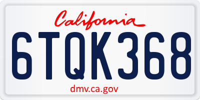 CA license plate 6TQK368