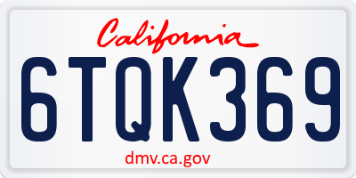 CA license plate 6TQK369