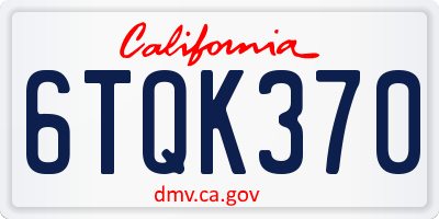 CA license plate 6TQK370