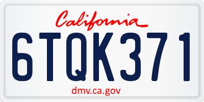 CA license plate 6TQK371