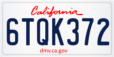 CA license plate 6TQK372