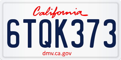 CA license plate 6TQK373