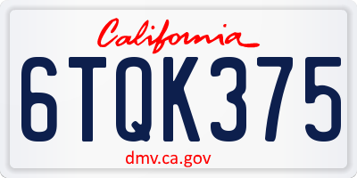CA license plate 6TQK375