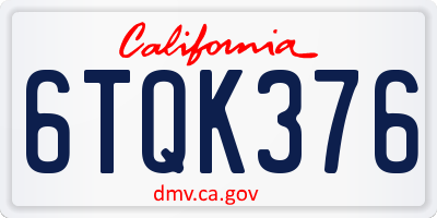 CA license plate 6TQK376