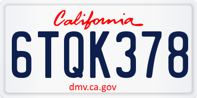 CA license plate 6TQK378