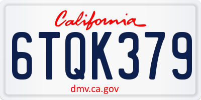 CA license plate 6TQK379