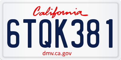 CA license plate 6TQK381