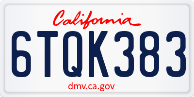 CA license plate 6TQK383
