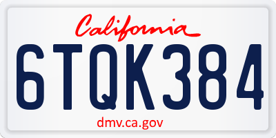 CA license plate 6TQK384