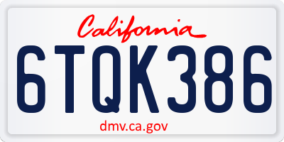 CA license plate 6TQK386