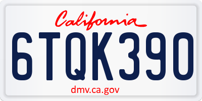 CA license plate 6TQK390