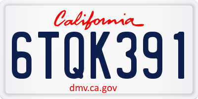 CA license plate 6TQK391