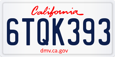 CA license plate 6TQK393