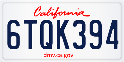 CA license plate 6TQK394