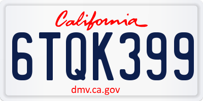 CA license plate 6TQK399