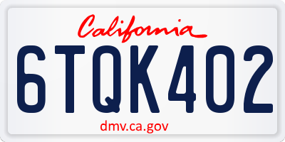 CA license plate 6TQK402