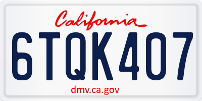 CA license plate 6TQK407