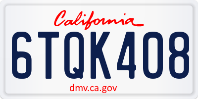 CA license plate 6TQK408