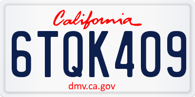 CA license plate 6TQK409