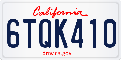 CA license plate 6TQK410