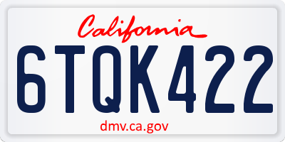 CA license plate 6TQK422