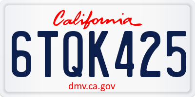CA license plate 6TQK425