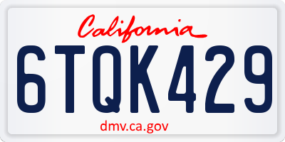 CA license plate 6TQK429