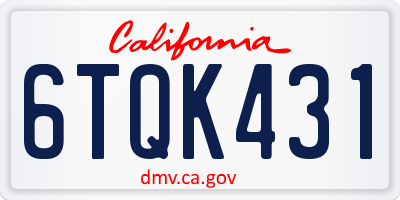 CA license plate 6TQK431