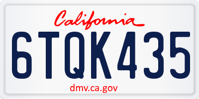 CA license plate 6TQK435