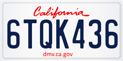 CA license plate 6TQK436
