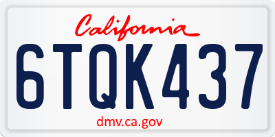 CA license plate 6TQK437