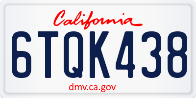 CA license plate 6TQK438