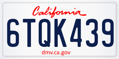 CA license plate 6TQK439